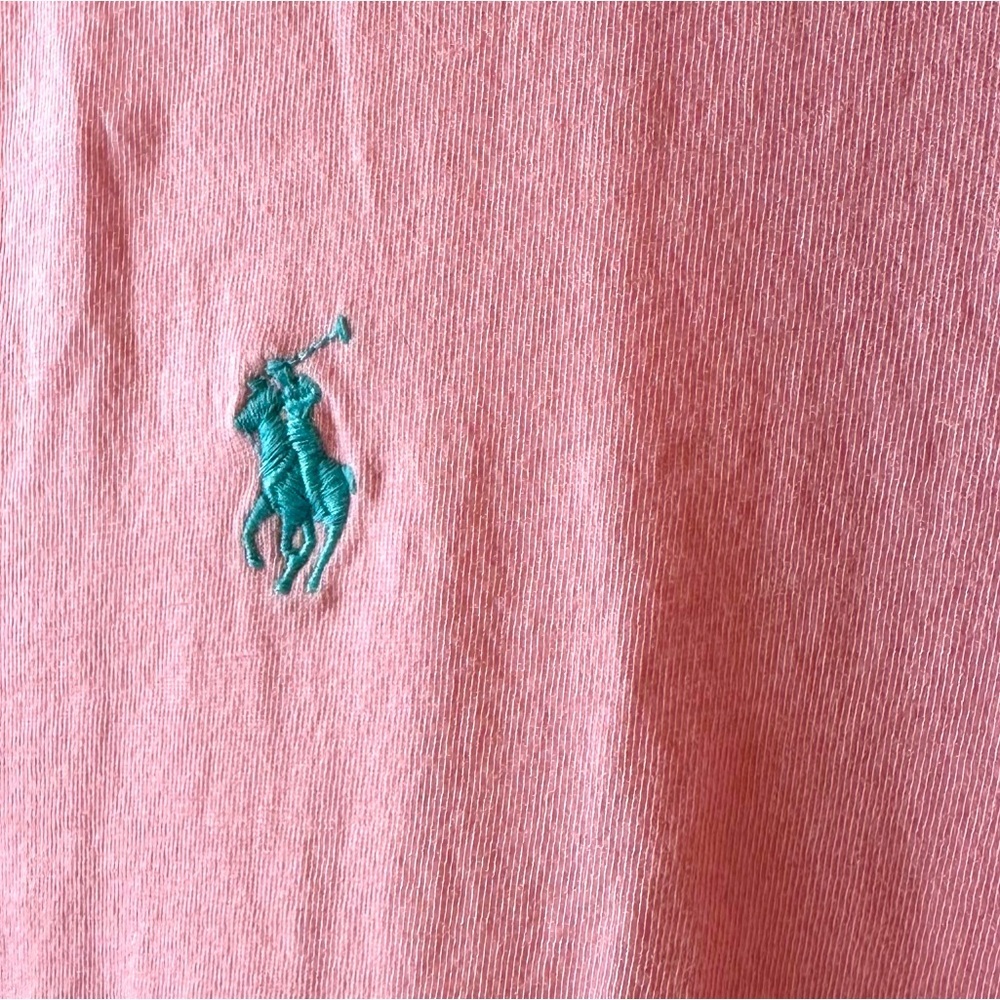 Vintage Ralph Lauren Sport Pastel Pink V Neck Tee Size L 🔥 - Picture 3 of 6